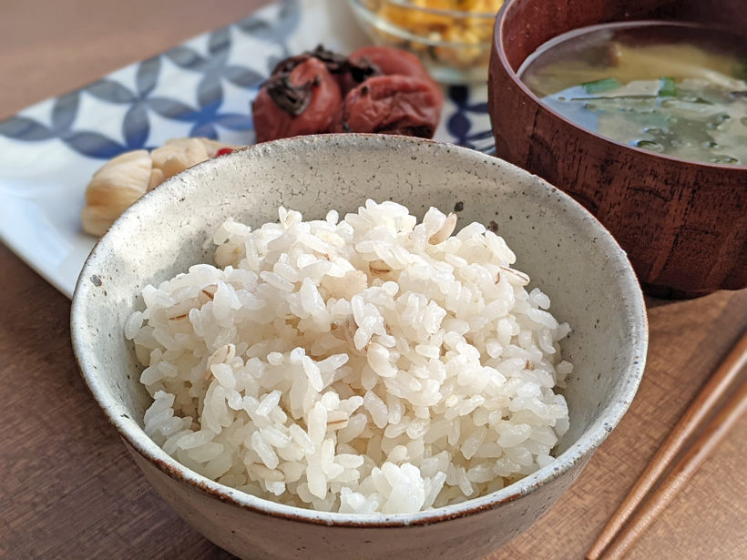 自然栽培米の食事